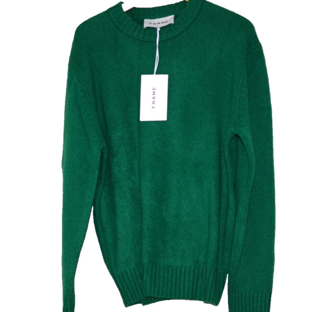 Nwt Frame Green Cashmere Crewneck Men Pullover Sweater Size:M